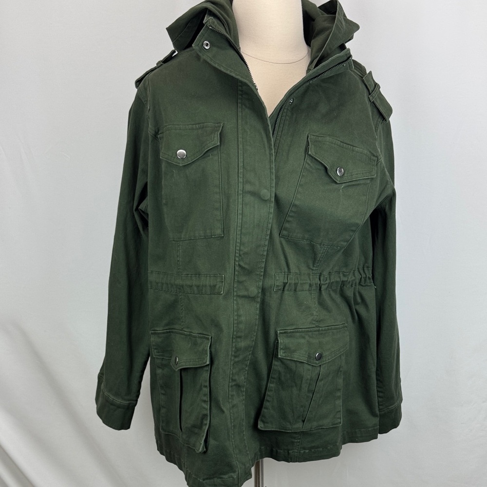 NWT market & Spruce Kathleen hooded cargo jacket dark green 3X